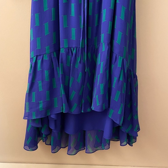 DVF blue and green off the shoulder dress size 6 - Picture 5 of 9